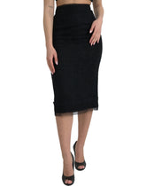Dolce & Gabbana Black Wool High Waist Pencil Cut Midi Skirt -   -  Dolce & Gabbana.